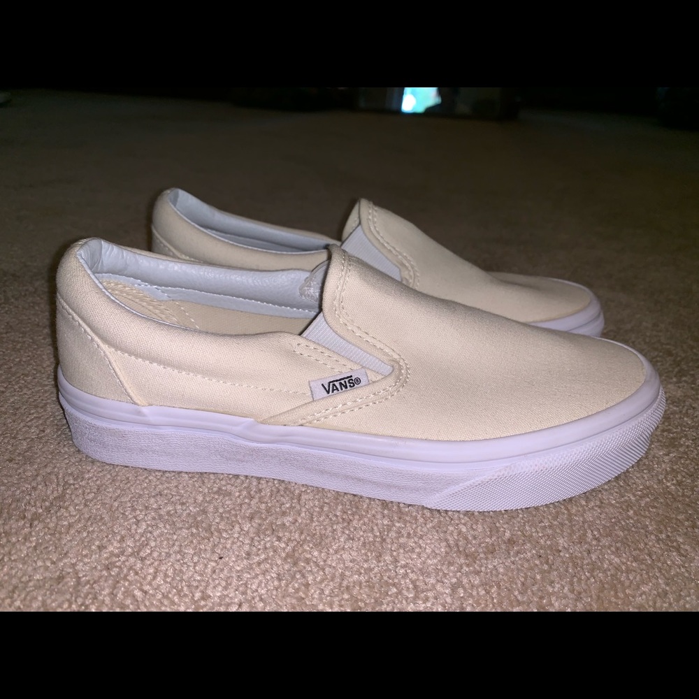 light yellow slip on vans